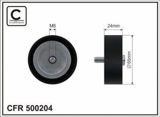 Ролик приводного ременя 500204 CAFFARO – D-зовнішній: 65 мм, ширина 24 мм фото 1