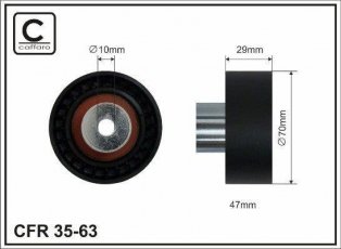 Купить 35-63 CAFFARO Ролик приводного ремня Мондео (1.6, 1.8, 2.0), D-наружный: 70 мм, ширина 28,5 мм