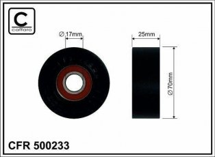 Ролик приводного ремня 500233 CAFFARO – D-наружный: 70 мм, ширина 25 мм фото 1