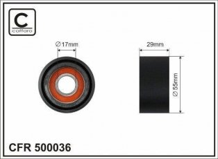 Ролик приводного ременя 500036 CAFFARO – D-зовнішній: 55 мм, ширина 29 мм фото 1