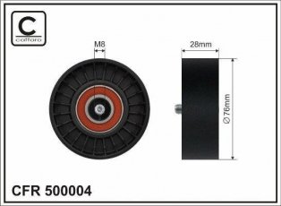 Ролик приводного ремня 500004 CAFFARO – D-наружный: 76 мм, ширина 28 мм фото 1