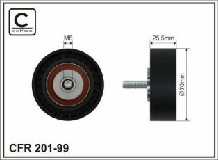 Купить 201-99 CAFFARO Ролик приводного ремня, D-наружный: 70 мм, ширина 25,5 мм