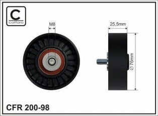 Купити 200-98 CAFFARO Ролик приводного ременя, D-зовнішній: 76 мм, ширина 25,5 мм