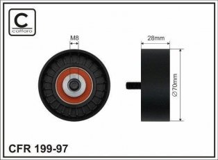 Купить 199-97 CAFFARO Ролик приводного ремня BMW, D-наружный: 70 мм, ширина 28 мм