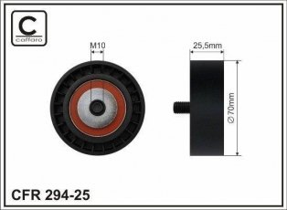 Ролик приводного ременя 294-25 CAFFARO – D-зовнішній: 70 мм, ширина 25,1 мм фото 1
