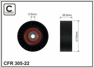 Ролик приводного ремня 305-22 CAFFARO – D-наружный: 70 мм, ширина 28,5 мм фото 1