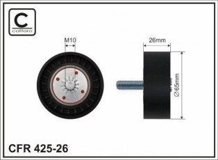 Купить 425-26 CAFFARO Ролик приводного ремня Лачетти 2.0 D, D-наружный: 65 мм, ширина 26 мм