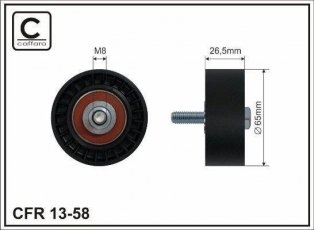 Купити 13-58 CAFFARO Ролик приводного ременя, D-зовнішній: 65 мм, ширина 26,5 мм