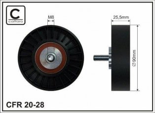 Купить 20-28 CAFFARO Ролик приводного ремня Ауди 100 (2.6, 2.8), D-наружный: 90 мм, ширина 25 мм