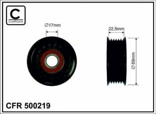 Купить 500219 CAFFARO Ролик приводного ремня Фиеста (1.0, 1.2, 1.4, 1.6), D-наружный: 69 мм, ширина 22,5 мм