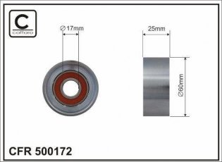 Купити 500172 CAFFARO Ролик приводного ременя Duster (1.6 16V, 1.6 16V LPG), D-зовнішній: 60 мм, ширина 17 мм