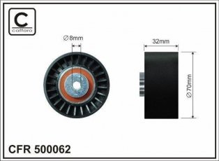 Ролик приводного ремня 500062 CAFFARO – D-наружный: 70 мм, ширина 32 мм фото 1