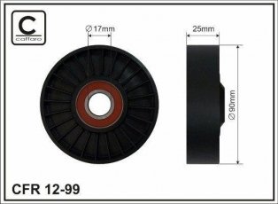 Купити 12-99 CAFFARO Ролик приводного ременя Omega (2.0 DTI 16V, 2.2 DTI 16V), D-зовнішній: 90 мм, ширина 25 мм