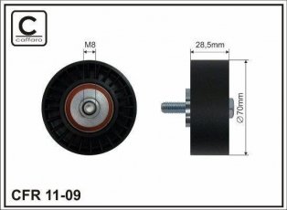 Купити 11-09 CAFFARO Ролик приводного ременя, D-зовнішній: 70 мм, ширина 29 мм