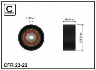 Купить 23-22 CAFFARO Ролик приводного ремня Ситроен С3 (1.1, 1.4, 1.6), D-наружный: 60 мм, ширина 26,5 мм