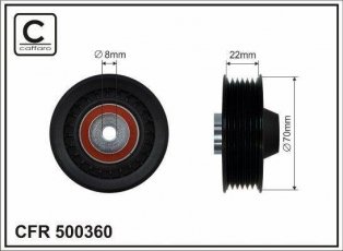 Купить 500360 CAFFARO Ролик приводного ремня Sprinter (2.3, 2.9), D-наружный: 69 мм, ширина 22.5 мм
