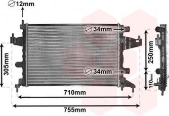 Купить 37002303 Van Wezel Радиатор охлаждения двигателя Корса С (1.0, 1.2, 1.4)