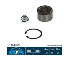 Купить H13026BTA BTA Подшипник ступицы передний Mazda 3 (BK, BL)D:80 d:42 W:45
