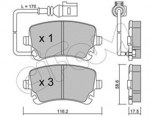 Купить 822-554-0 CIFAM Тормозные колодки задние Transporter T5 (1.9, 2.0, 2.5) с датчиком износа