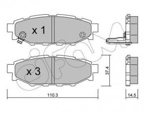 Купить 822-764-0 CIFAM Тормозные колодки задние Subaru XV (1.6 i, 2.0 D, 2.0 i) с звуковым предупреждением износа