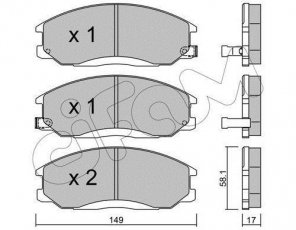 Купить 822-364-0 CIFAM Тормозные колодки передние Hyundai H1 (2.4, 2.5, 2.6) с звуковым предупреждением износа
