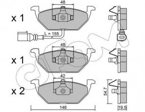 Купить 822-211-2 CIFAM Тормозные колодки передние Jetta (3, 4) (1.2, 1.6, 1.9, 2.0) с датчиком износа