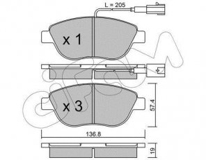 Купить 822-322-0 CIFAM Тормозные колодки передние Фиорино 1.3 D Multijet с датчиком износа