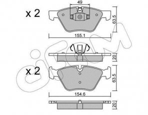 Купить 822-557-5 CIFAM Тормозные колодки передние БМВ Е81 (2.0, 3.0) подготовлено для датчика износа колодок