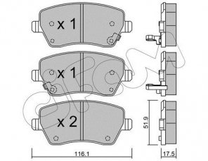 Тормозная колодка 822-485-2 CIFAM – передние с звуковым предупреждением износа фото 1