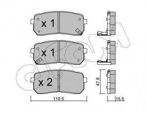 Купити 822-786-0 CIFAM Гальмівні колодки задні Sorento (2.0, 2.2, 2.4, 3.3) с звуковым предупреждением износа