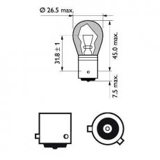 Лампа накаливания PY21W 12V 21W BAU15s STANDARD (производство) 12496NACP PHILIPS фото 3