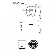 Лампа розжарювання P21/4W 12V BAZ15d 2шт blister (виробництво) 12594B2 PHILIPS фото 3