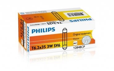 Купить 12848CP PHILIPS - Лампа накаливания T6,2x27 12V 3W SV6 Festoon (производство)