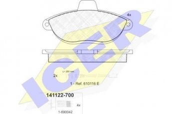 Купить 141122-700 ICER Тормозные колодки передние Scudo (1.6, 1.9, 2.0) с датчиком износа