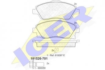 Купить 181526-701 ICER Тормозные колодки передние Combo (1.2, 1.4, 1.6, 1.7) с датчиком износа