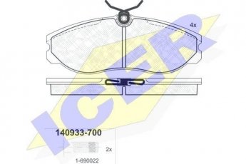 Купить 140933-700 ICER Тормозные колодки передние Ванетте (1.6 i, 2.0 D, 2.3 D) 