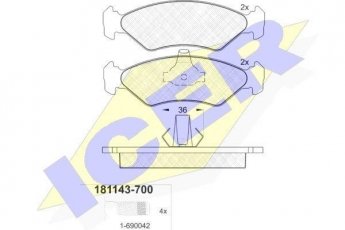 Купити 181143-700 ICER Гальмівні колодки передні Фієста 4 