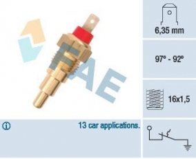 Купить 37610 FAE Датчик температуры охлаждающей жидкости Mazda 626 (1.6, 2.0)