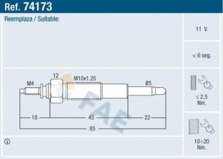 Купить 74173 FAE Свечи Mazda 626 (2.0 D, 2.0 D Comprex, 2.0 D GLX Comprex)