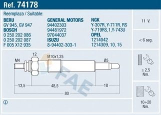 Купити 74178 FAE Свічки Astra F 1.7 TDS