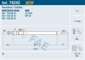 Купити 74242 FAE Свічки М Клас W164 (ML 280 CDI 4-matic, ML 320 CDI 4-matic)