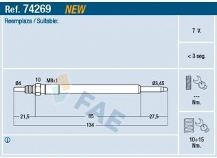Купити 74269 FAE Свічки Вольво С80 2 (2.4 D, D5, D5 AWD)