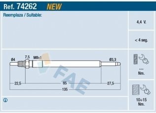 Купити 74262 FAE Свічки Вольво С80 2 (2.0, 2.4)