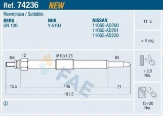 Купити 74236 FAE Свічки Патфіндер 2.5 dCi 4WD