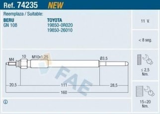 Купити 74235 FAE Свічки Тойота