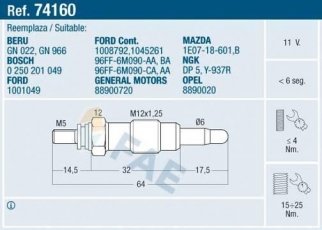 Купити 74160 FAE Свічки Ескорт (6, 7) (1.8 D, 1.8 TD, 1.8 Turbo D)