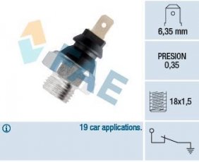 Купити 11620 FAE Датчик тиску масла Volvo 340 (1.6 Diesel, 1.7)