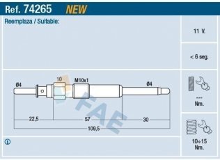 Купить 74265 FAE Свечи Suzuki SX4 1.9 DDiS
