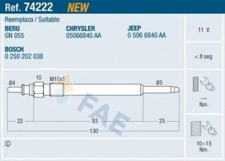 Купити 74222 FAE Свічки Voyager (2.5 CRD, 2.8 CRD)