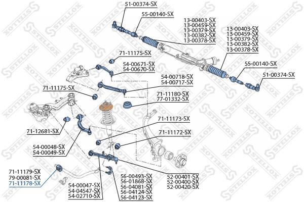 Купить 71-11178-SX STELLOX Втулки стабилизатора Ауди А5 (2.0, 2.7, 3.0, 3.2)